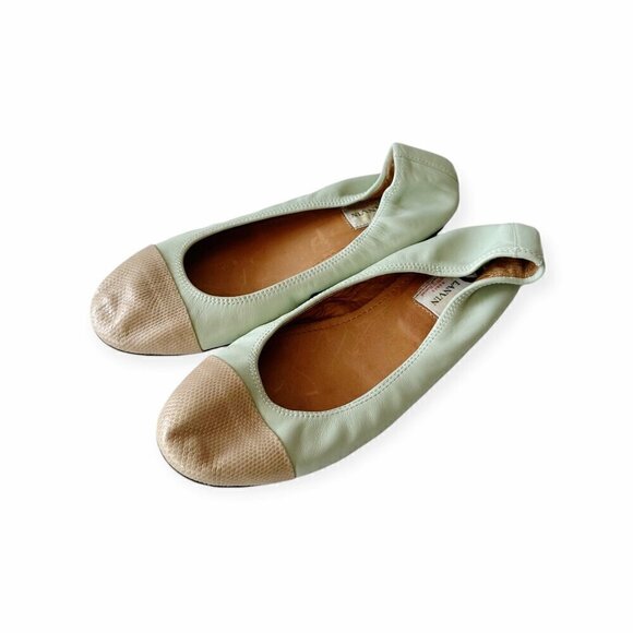 Lanvin Cap-Toe Icon Ballerina flats with snake toe,  Size 39 EU - Picture 3 of 11